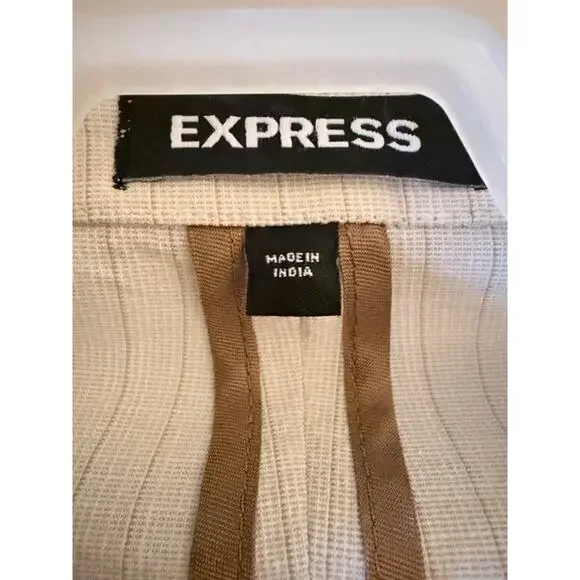 Express Extra Slim Cream Pinstripe Blazer Men’s 36S - Picture 5 of 8